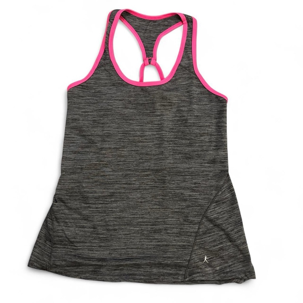 Danskin Gray Racerback Tank Top with Pink Trim size women’s medium